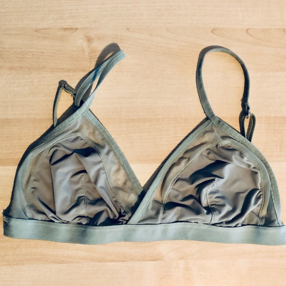 Madewell Sage Green Mesh-Trimmed Triangle “Michele” Bralette